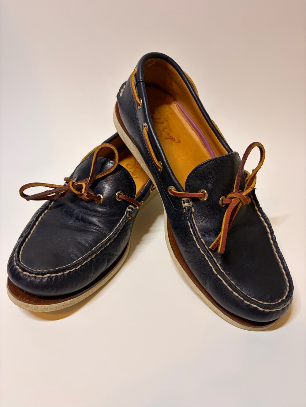 Sperry Gold Cup A/O 1-Eye Wedge Boat Shoes Navy Leather Men’s 10M